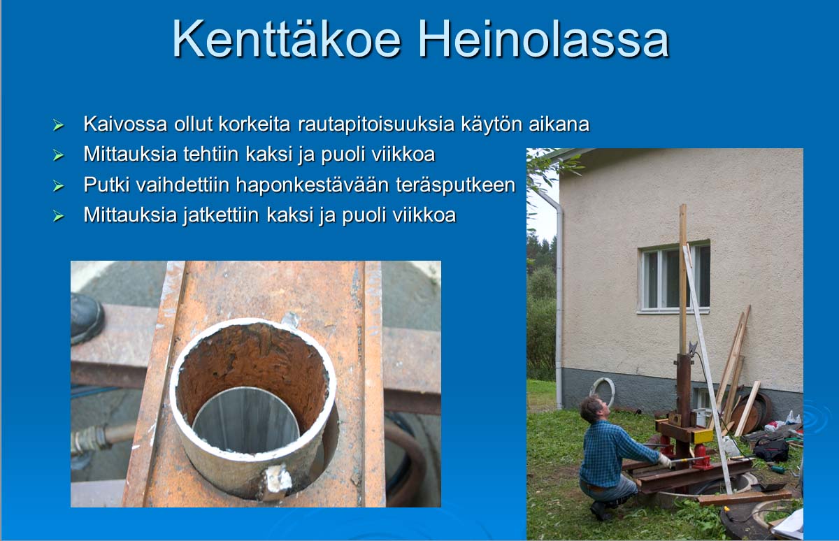 Kuva tutkimusaineistosta porakaivon veden laadusta