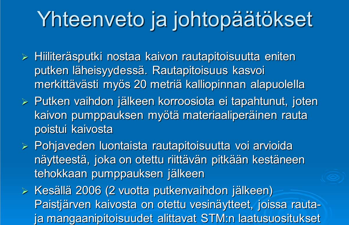 Kuva kaivorakenteen vaikutuksista veden laatuun